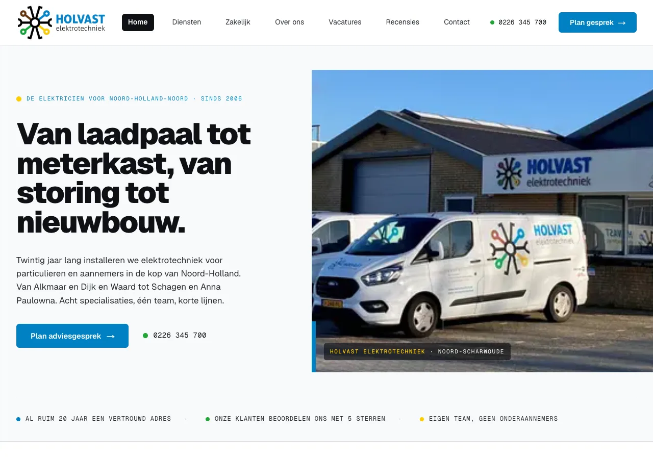 Website Holvast Elektrotechniek