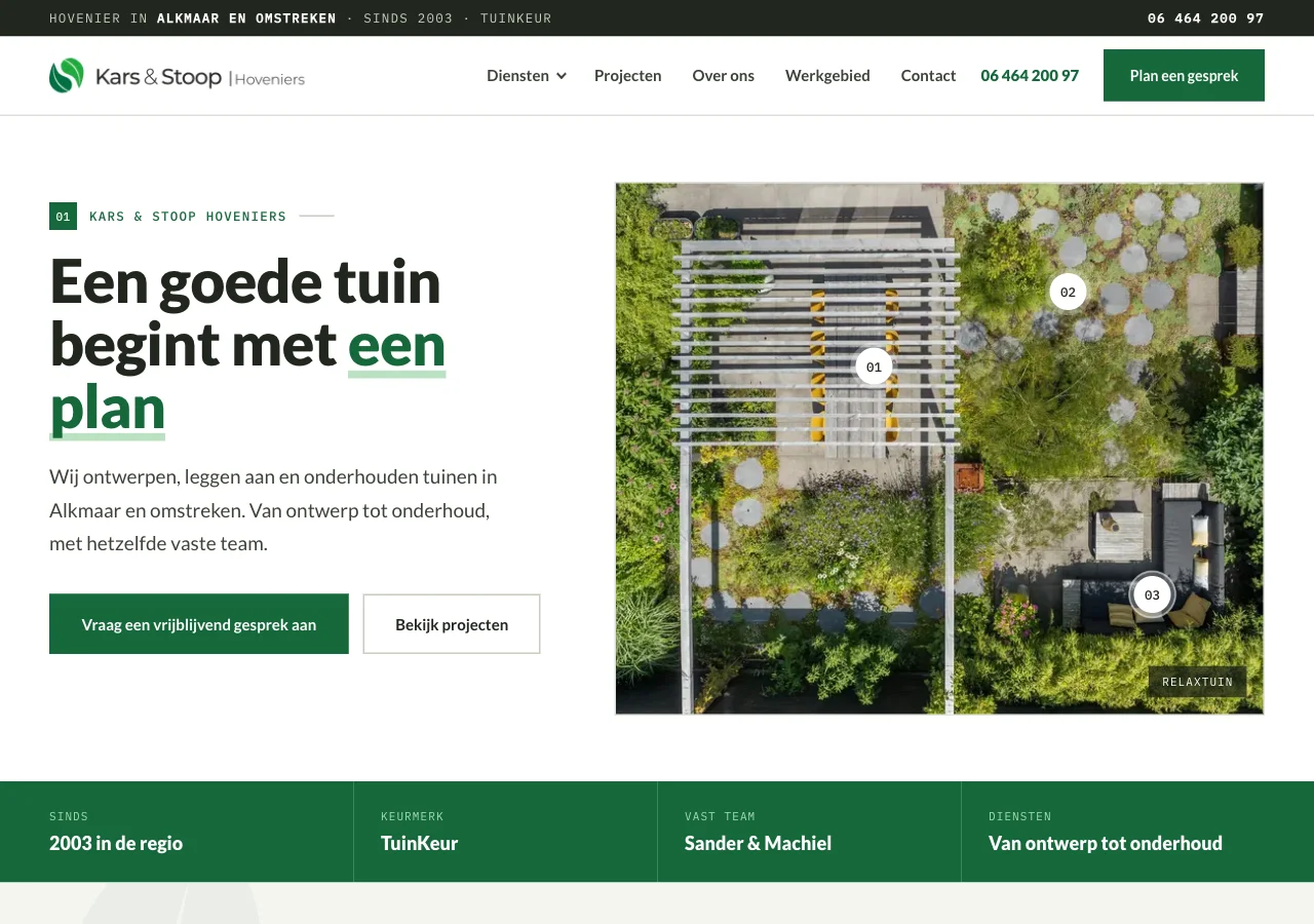 Website Kars & Stoop Hoveniers