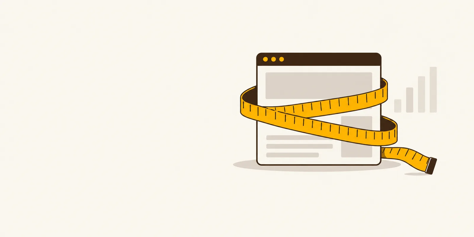 Illustratie van een meetlint dat om een browservenster ligt, als beeld voor een website op maat